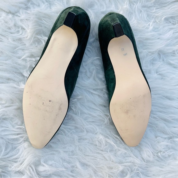 Connie Vintage Olive Green Suede Almond Toe Low Heel Pump - Picture 14 of 16
